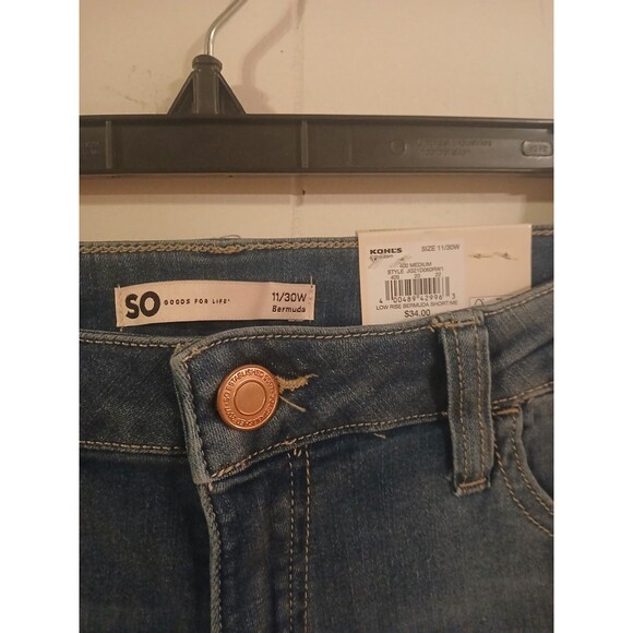 SO Goods For Life Denim Bermuda Shorts Low Rise Dark Wash Size 11 / 30W Kohls - Picture 3 of 4